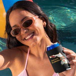 Porta-lata Flórida Sinalizador e Flor Personalizado Cooler