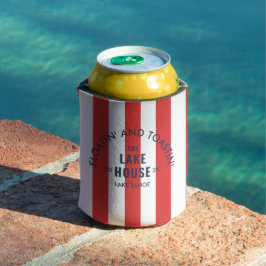 Porta-lata Flutuando E Brindando Com Lake House Red Stripe