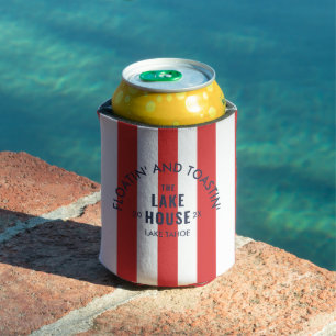Porta-lata Flutuando E Brindando No Lake House Red Stripe