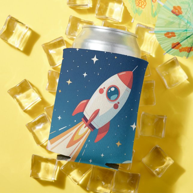 Porta-lata Foguete espacial fofo decolando (Verão in situ)