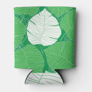 Porta-lata Folha abstrato tropical, pintura artística.