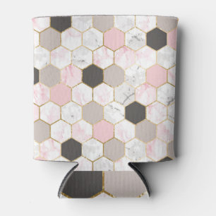 Porta-lata Folha de ouro geométrica, padrão de hexágono mármo