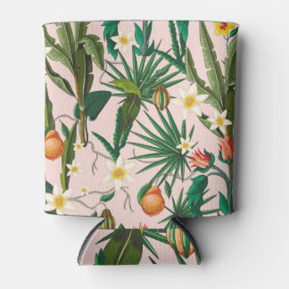Porta-lata Folha tropical, flor, padrão de fruta.