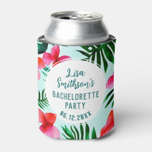 Porta-lata Folhagem Tropical Aquarela Personalizada