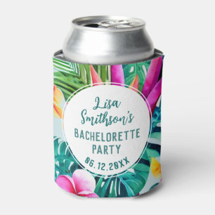 Porta-lata Folhagem Tropical Aquarela Personalizada