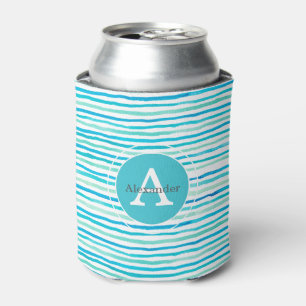 Porta-lata Folhas Azuis de Beachy Monograma Personalizado