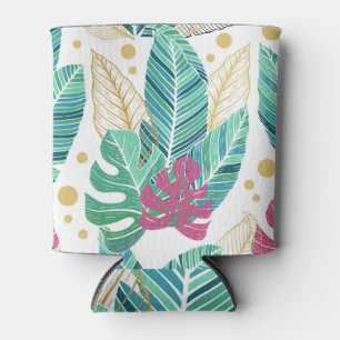 Porta-lata Folhas botânicas tropicais, design de colheita con