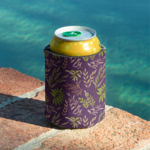 Porta-lata Folhas Botânicas: Um Fundo Roxo Impressionante