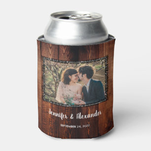 Porta-lata Folhas de aquarela madeira russa foto casamento po