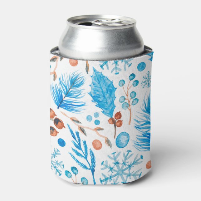 Porta-lata Folhas de Aquarela Moderna e Berries (Can Front)