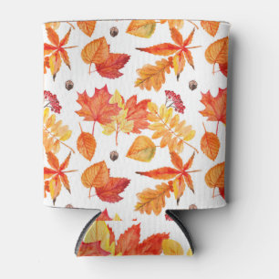 Porta-lata Folhas de aquarela, padrão natural sem costura.