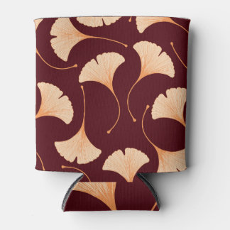 Porta-lata Folhas de Ginkgo Biloba, padrão floral uniforme.
