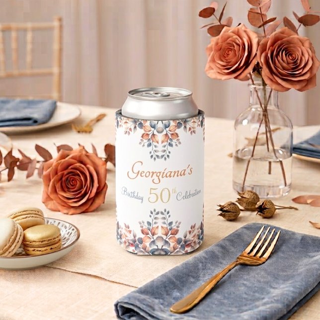 Porta-lata Folhas de Outono Boho 50º Aniversário (Criador carregado)