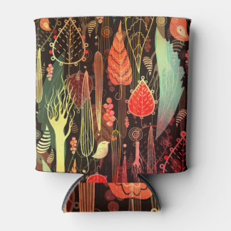 Porta-lata Folhas de outono: padrão sem costura escuro.