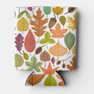 Porta-lata Folhas do outono: fundo branco de vintage.
