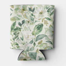 Porta-lata Folhas Florais de Aquarela Verde Botânica Natureza