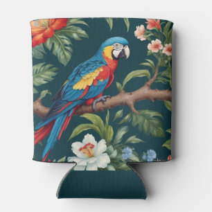 Porta-lata Folhas Tropicais Coloridas da Selva de Papagaio