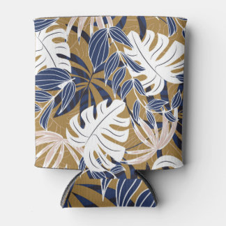 Porta-lata Folhas Tropicais Coloridas Fundo Laranja