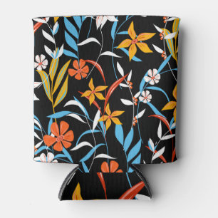 Porta-lata Folhas tropicais coloridas: padrão de fundo escuro