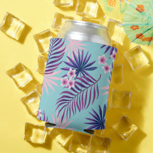 Porta-lata Folhas tropicais e flores 2