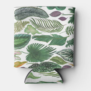 Porta-lata Folhas tropicais: fundo sem costura de aquarela