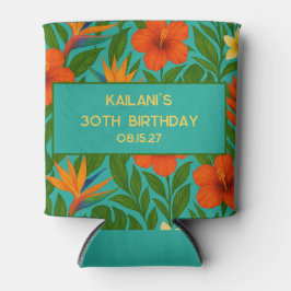 Porta-lata Folhas Tropicais Luau Hawaii Festa de aniversário