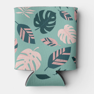 Porta-lata Folhas Tropicais: Padrão De Vintagem Invisível.