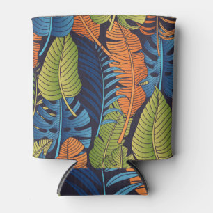 Porta-lata Folhas tropicais, padrão floral sem costura.