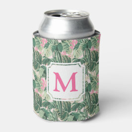 Porta-lata Folhas Tropicais Verdes e Rosa | Monograma Cabana