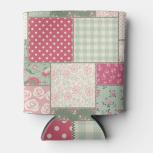 Porta-lata Folk Flores, colcha pastel.
