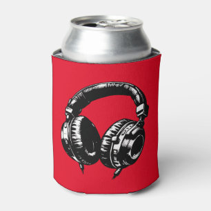 Porta-lata Fones de ouvido de música negra DJ