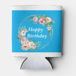 Porta-lata Fora rosa e Dourada, Flower Wreath Cooler