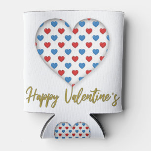 Porta-lata Forma do Coração Elegante Vermelho e Azul