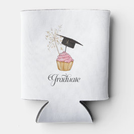 Porta-lata Formando de Cupcake de Graduação Rosa