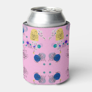 Porta-lata Formas Botânicas Abstratas Florais Boho Rosa Moder