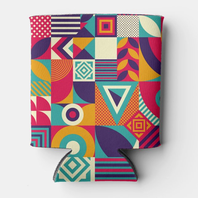 Porta-lata formas geométricas de pop abstrato, padrão sem sol (Frente)