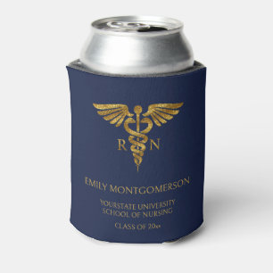 Porta-lata Formatura de Enfermagem Azul Marinho Dourado Moder