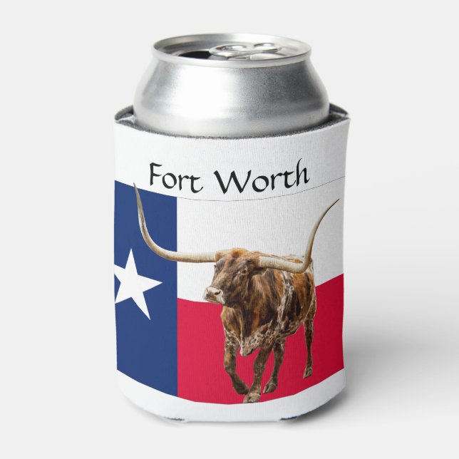 Porta-lata Fort Worth Longhorns e Flag podem resfriar (Can Front)
