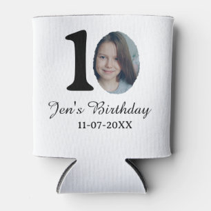 Porta-lata Foto de 10° aniversário carta negrito crianças nom