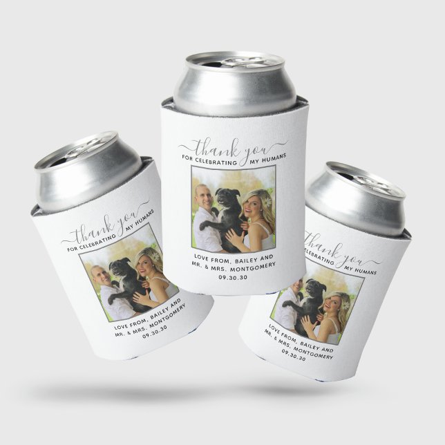 Porta-lata Foto de casamento personalizada com animal de esti (Criador carregado)