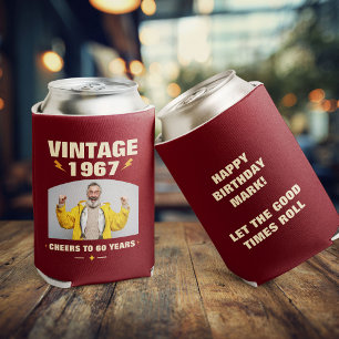 Porta-lata Foto personalizada de aniversário de ano vintage p