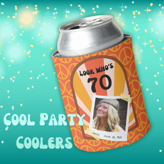 Porta-lata Foto personalizada do Hippie Sunrise Retro
