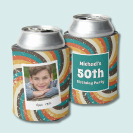Porta-lata Foto Vintage de Aniversário de 50 Anos Retrô