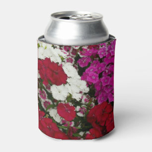 Porta-lata Fotografia Floral Branca, Rosa e Dianthus Vermelha