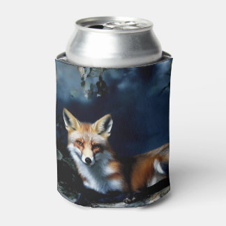 Porta-lata Fox misteriosa no retrato da floresta