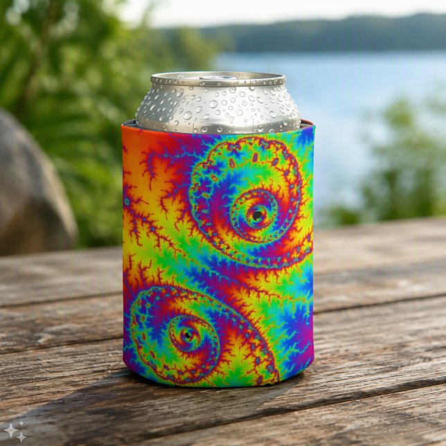 Porta-lata Fractal Espiral Arco-Íris Colorido (Criador carregado)