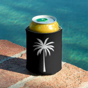 Porta-lata Frio pôr do sol na praia de palmeiras nas férias d