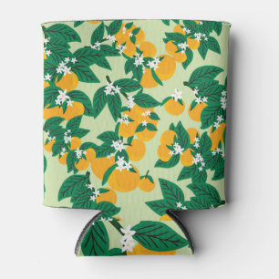 Porta-lata Fruta de laranja: padrão de vinheta verde.