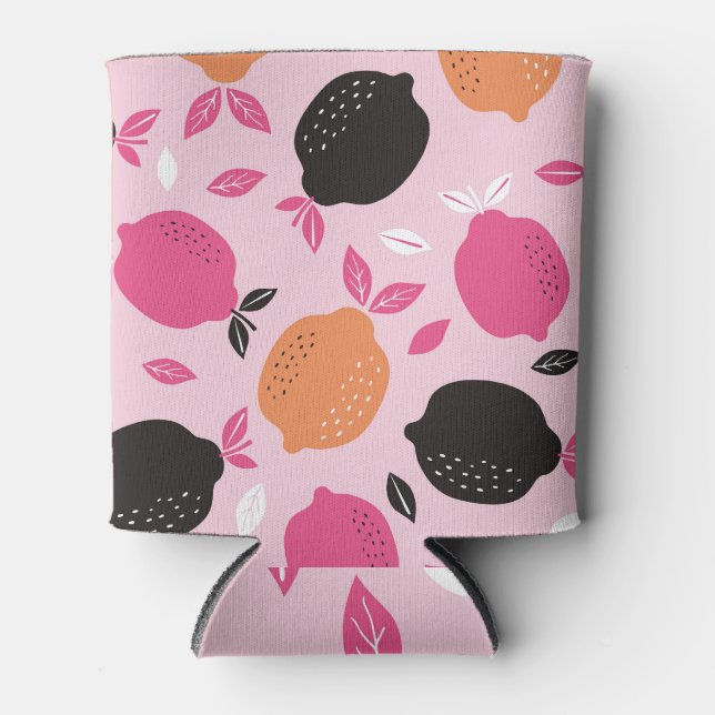 Porta-lata Frutas de citrinos, padrão têxtil de safra. (Frente)