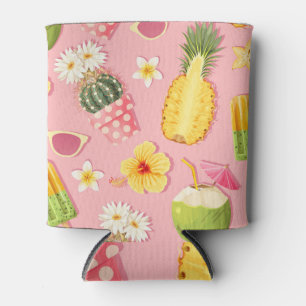Porta-lata Frutas Exóticas De Flores: Padrão De Vintagem.